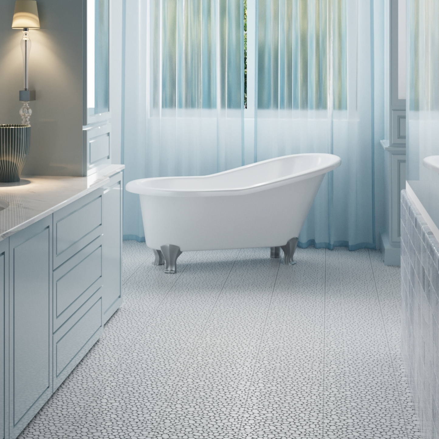 12 x 12 inch gray interlocking deck tiles, plastic waterproof pebble pattern, pack of 12 pieces - Korvel