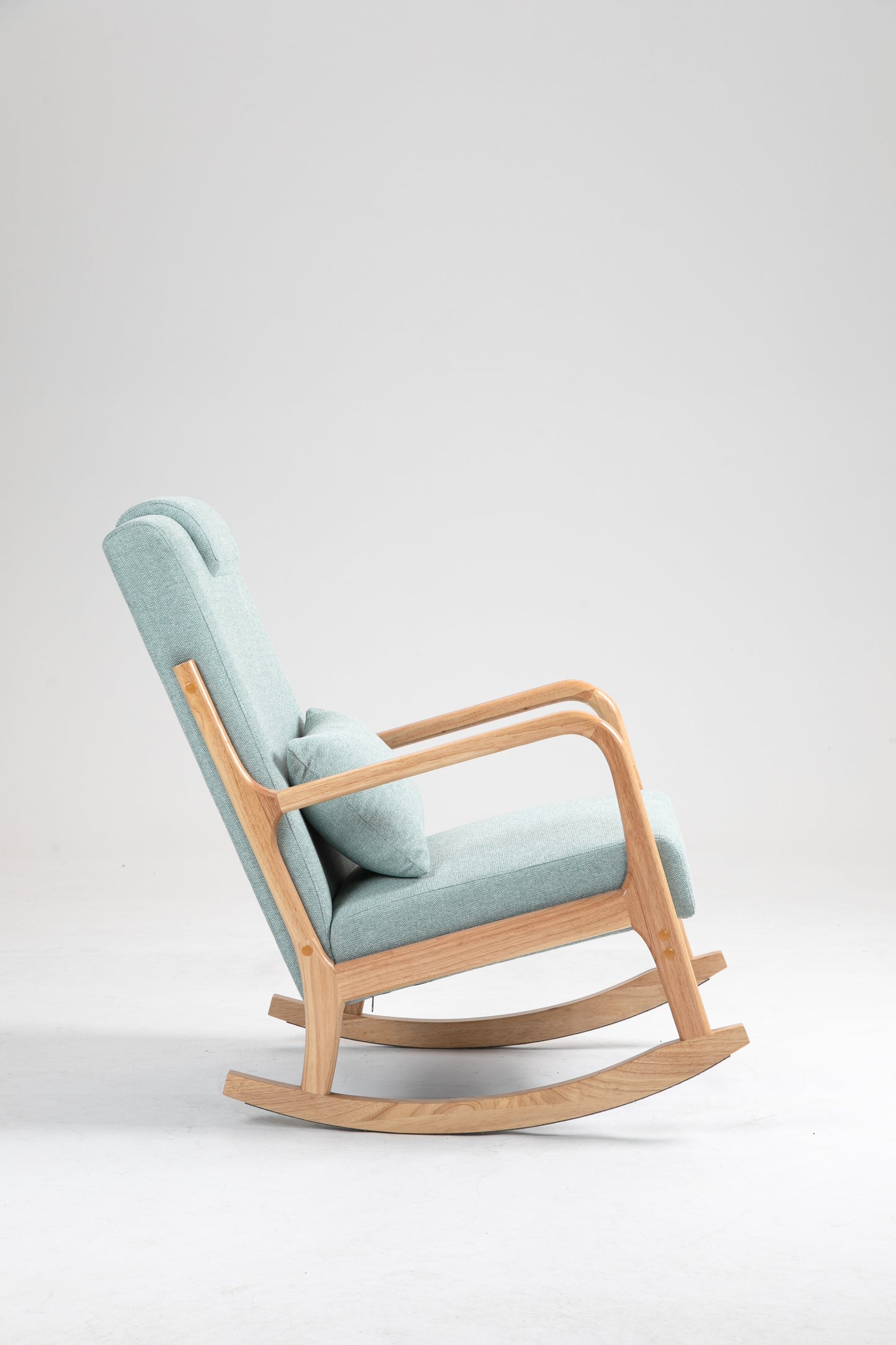 Premium Upholstered Rocking Chair with Lumbar Pillow