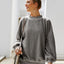 Casual round neck long sleeved velvet shirt women's top velvet shirt - Korvel