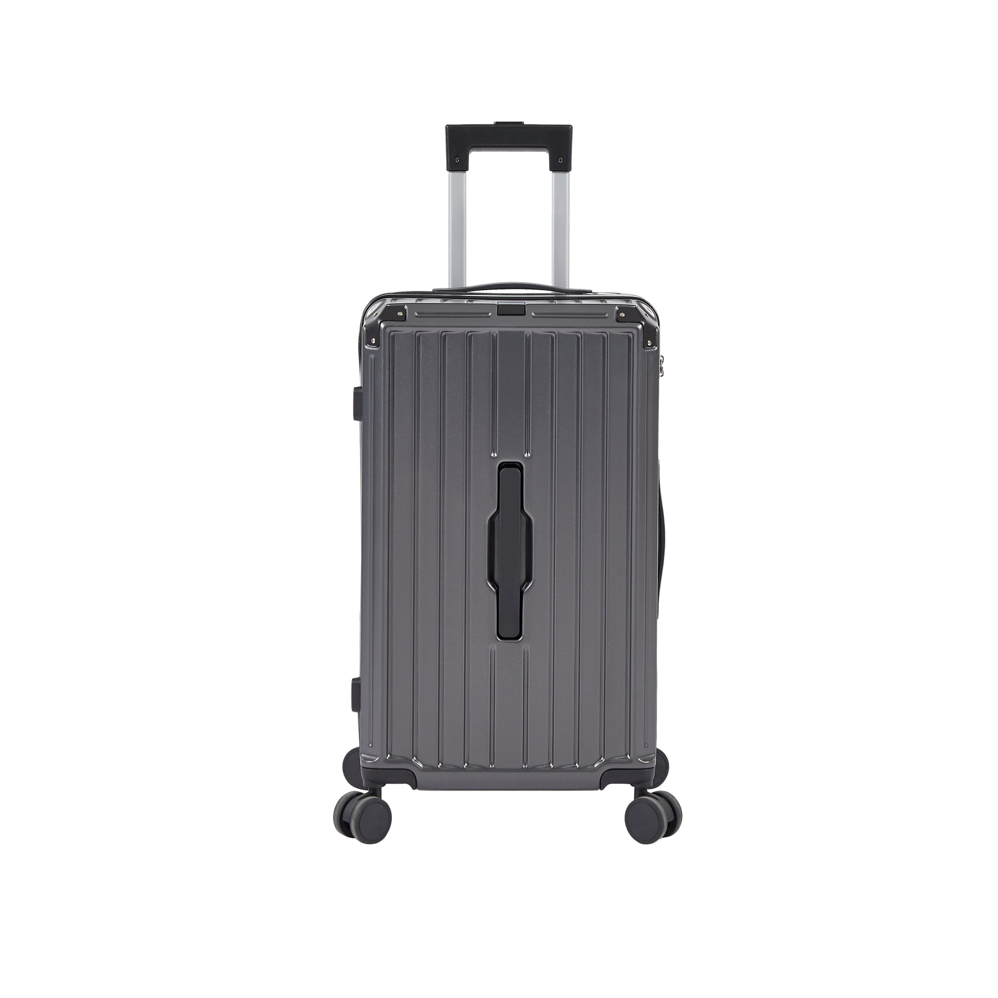Luggage Set 4 pcs (20"/24"/29"/Travel Bag), PC+ABS Durable Lightweight Luggage with Collapsible Cup Holder, TSA Lock, Gray - Korvel