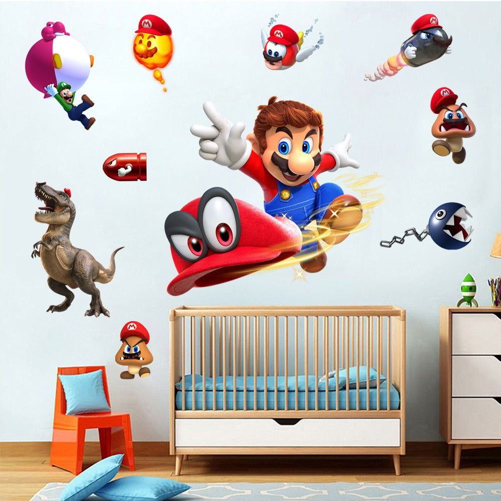 Autocollants muraux étanches Super Mario pour chambres d'enfants