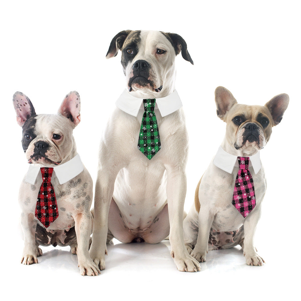 New British style handsome Christmas dog collar Christmas pet tie - Korvel