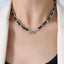 Hip hop design neck chain titanium steel plated 18k real gold leather rope necklace - Korvel