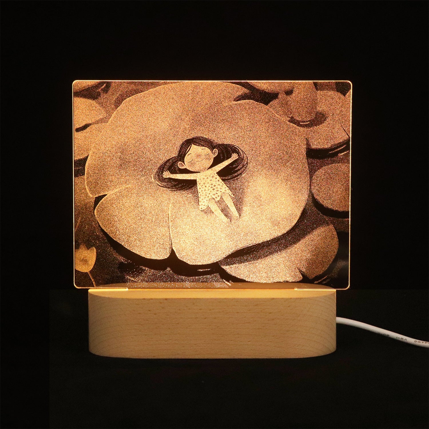 3D Image Internal Carving Laser Acrylic Bedhead Nightlight Plug in - Korvel
