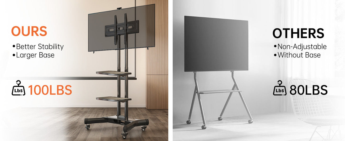 FANCO Universal Rotating TV Stand, suitable for 32-80 inch TVs, adjustable tilt height, maximum VESA 600x400mm (black) - Korvel