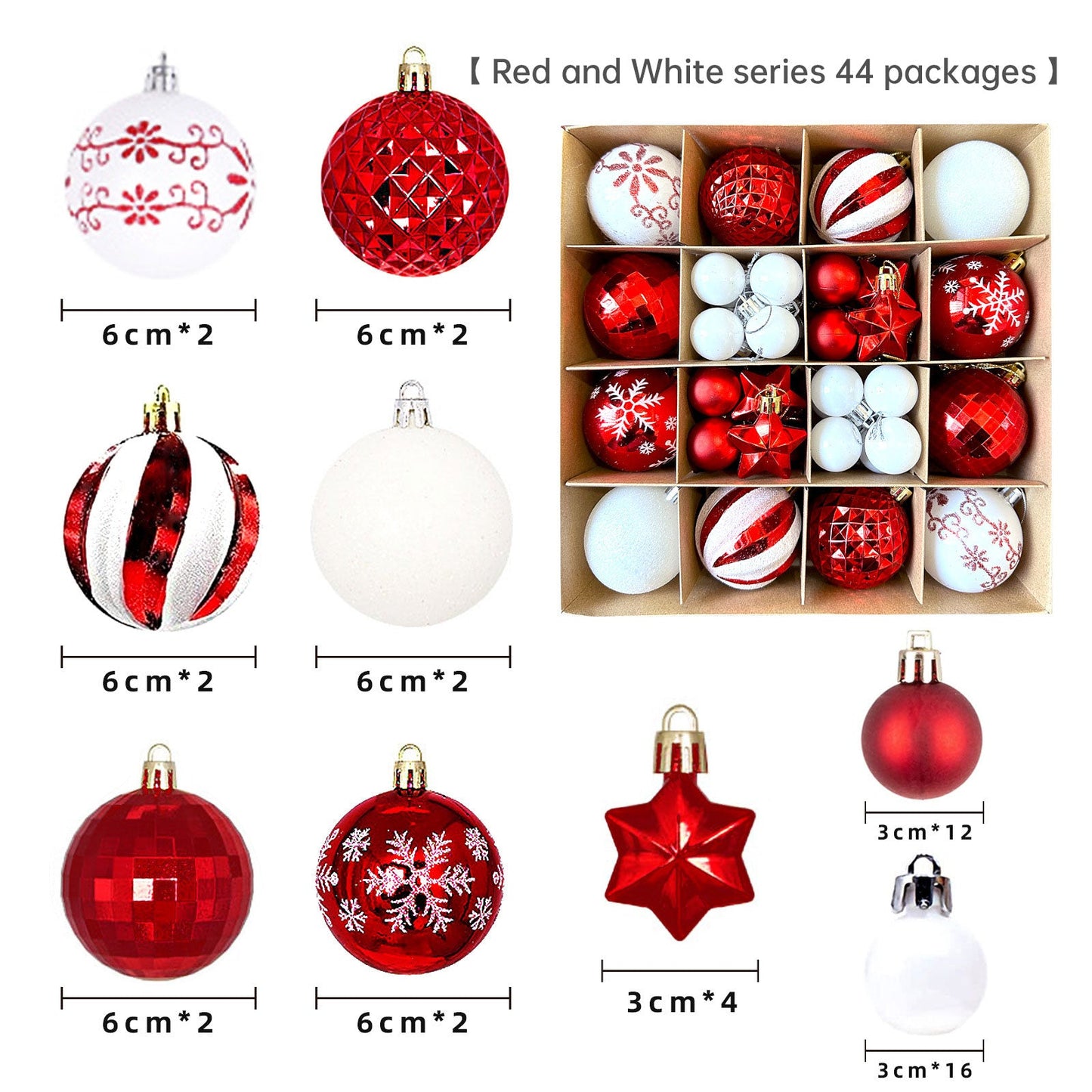Christmas decoration 6cm electroplated ball plastic ball special-shaped painted Christmas ball gift Christmas tree pendant - Korvel