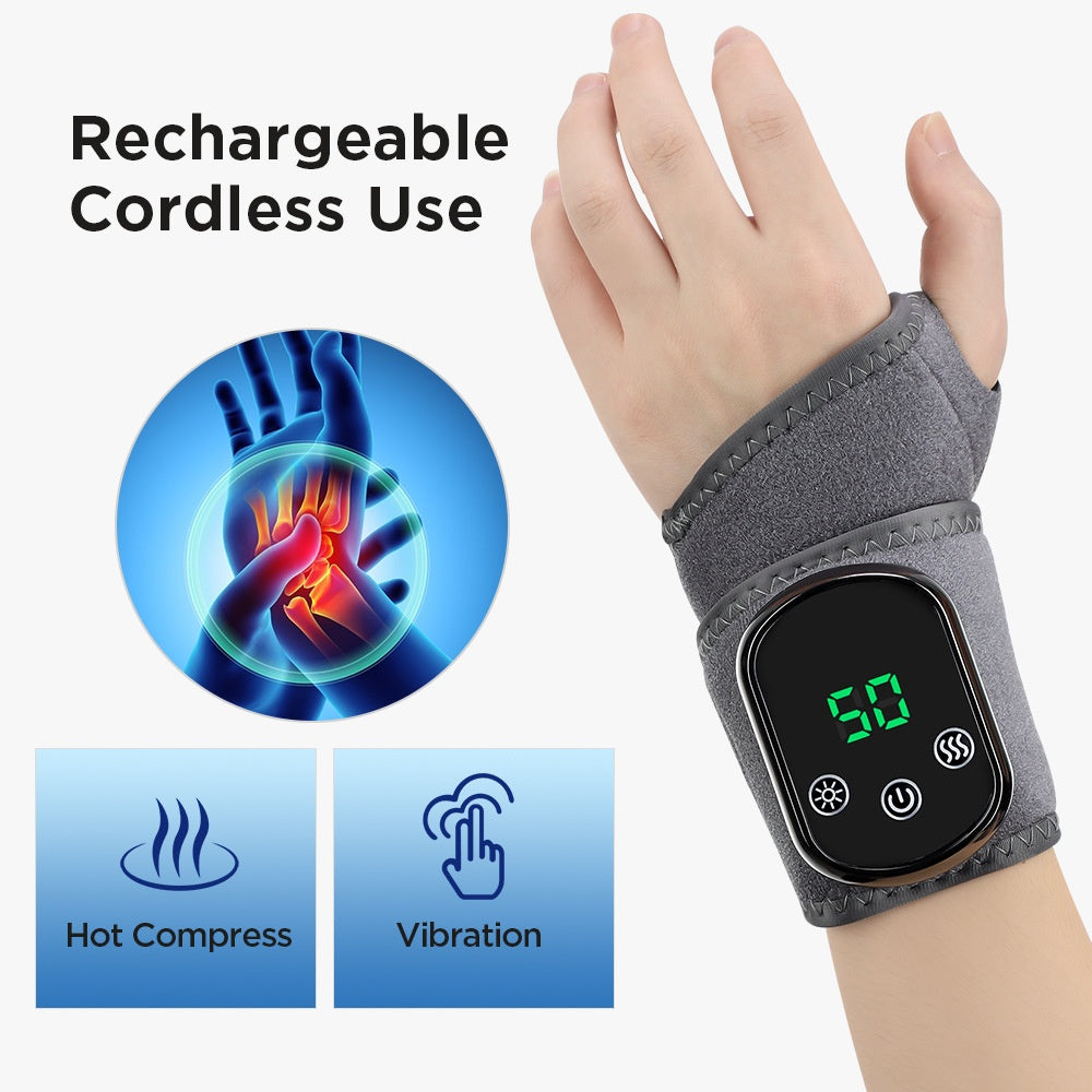 USB Heated Ankle Support with Hot Compress Massage Function Rechargeable Foot Ankle Joint Care and Foot Massager - Korvel