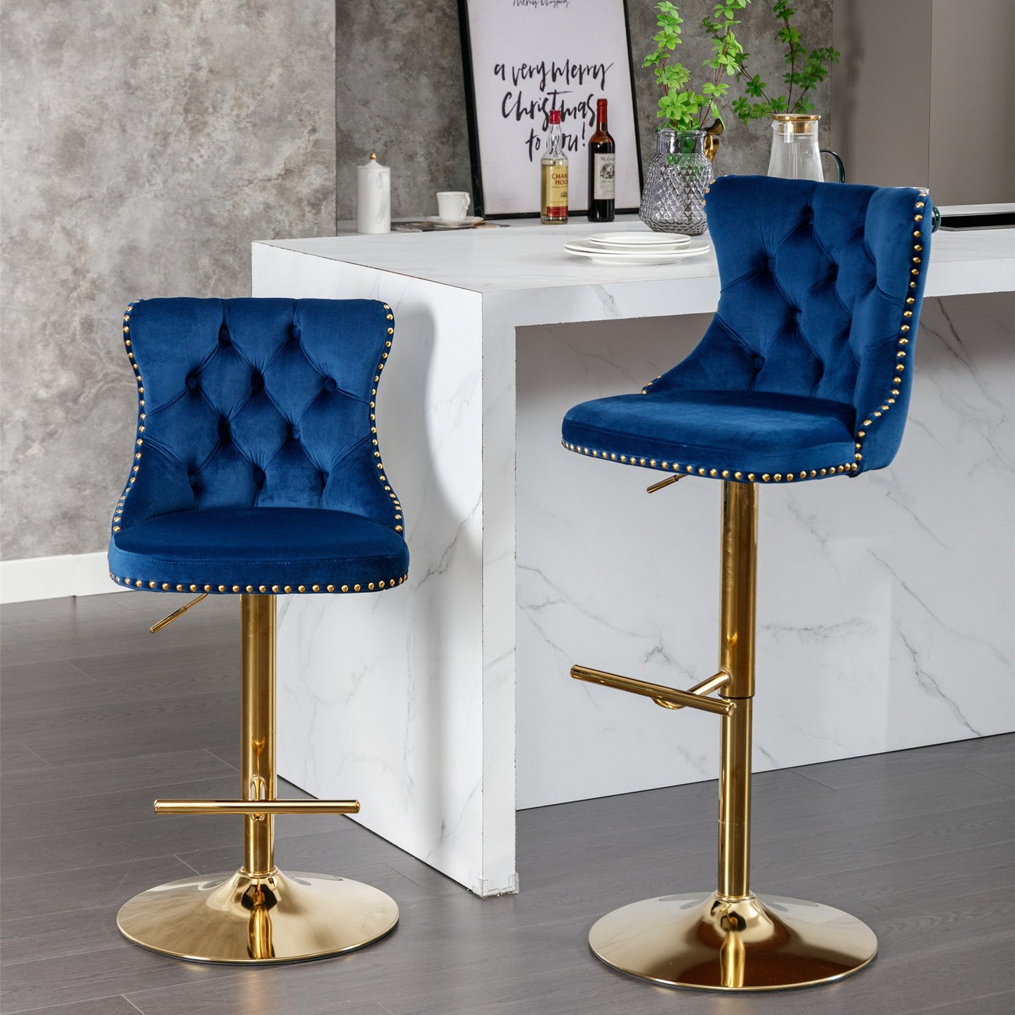 Modern Adjustable Bar Stools with Backs - Set of 2