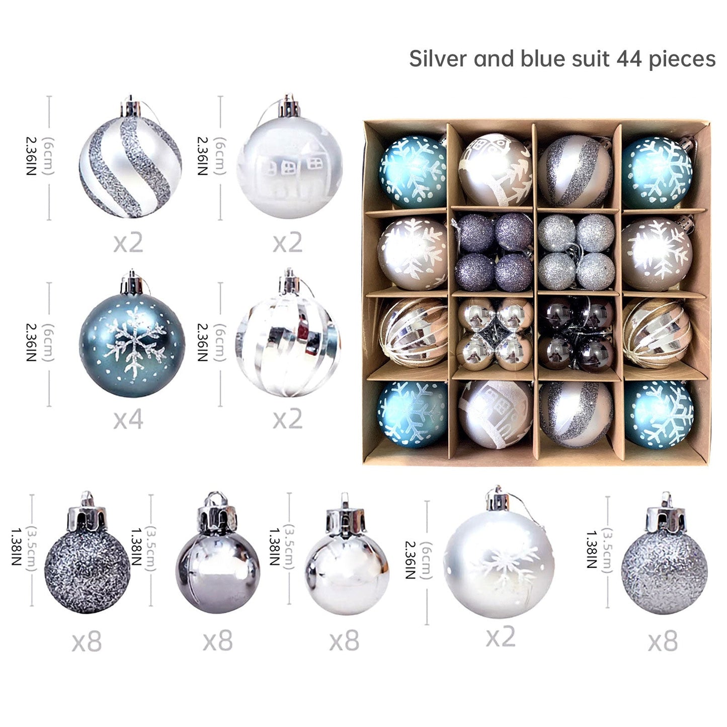 Christmas decoration 6cm electroplated ball plastic ball special-shaped painted Christmas ball gift Christmas tree pendant - Korvel