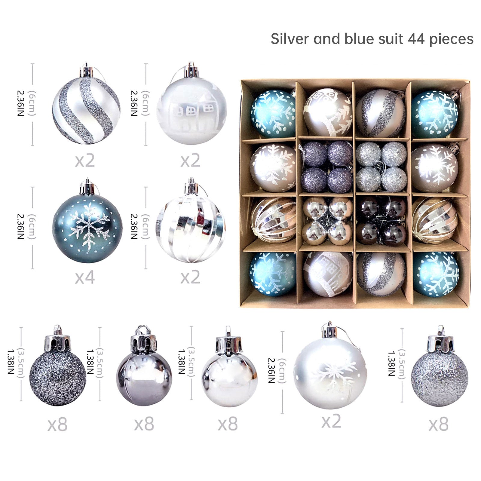 Christmas decoration 6cm electroplated ball plastic ball special-shaped painted Christmas ball gift Christmas tree pendant - Korvel