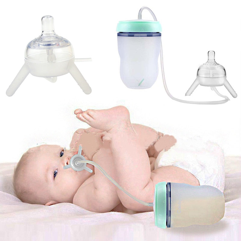 250ml Baby Bottle Kids Cup Silicone Sippy Children Training Cute Baby Drinking Water Straw Feeding Bottle Hands-free Bottle - Korvel