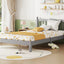 Twin Bed with Column-Decoration Headboard, with Bed Slats,Grey - Korvel