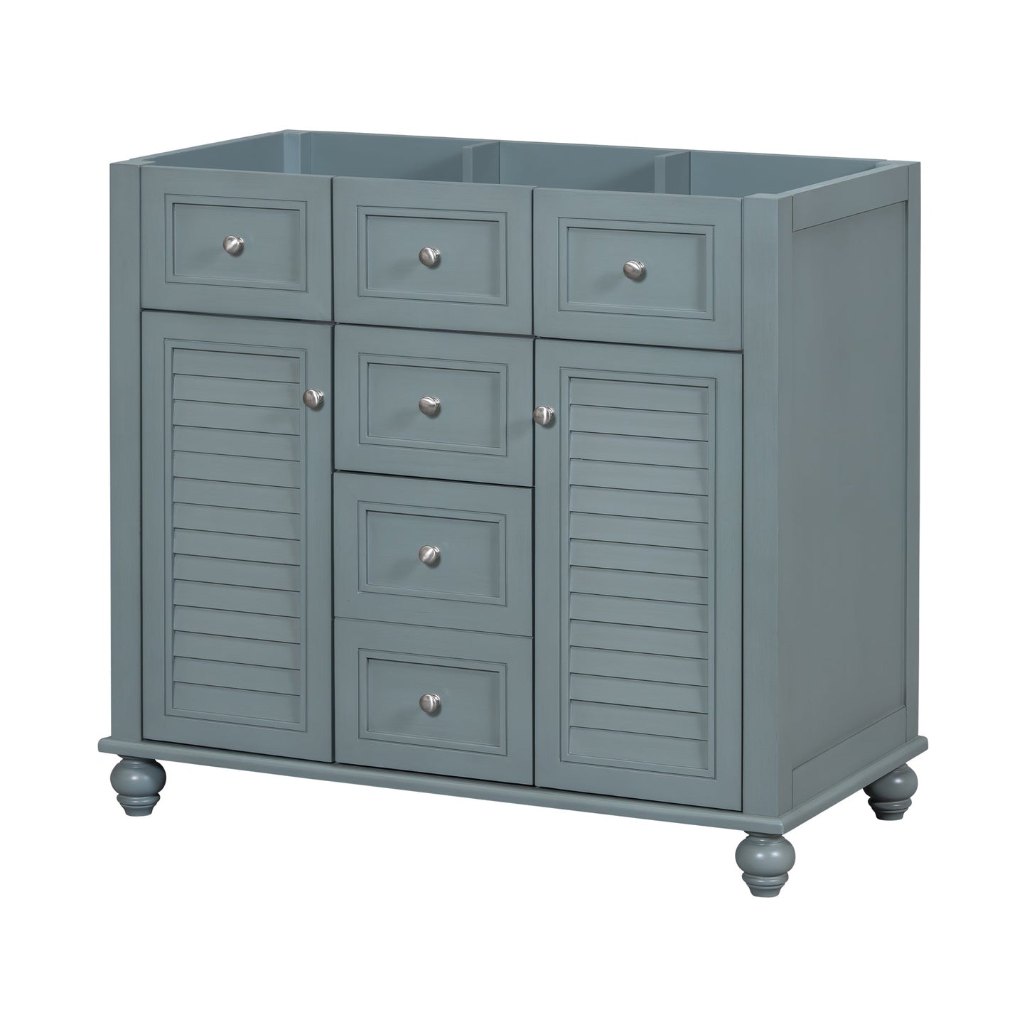 36 "No sink, with 2 drawers and soft closing door, independent makeup rack, bathroom cabinet, blue (excluding sink) - Korvel