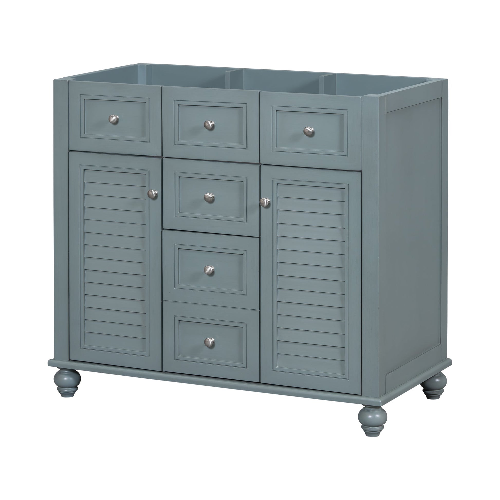 36 "No sink, with 2 drawers and soft closing door, independent makeup rack, bathroom cabinet, blue (excluding sink) - Korvel
