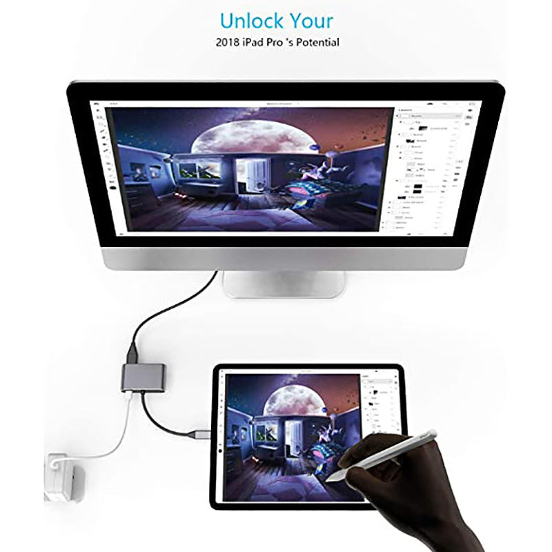 Type-C hub to dual HDMI PD USB3.0 hub for mobile phones, laptops, and multi port docking stations - Korvel