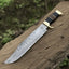 Legendary Crocodile Dundee Knife – 16” Handcrafted Damascus Steel Blade with Buffalo Horn or Leather Grip & Brass Guard + Leather Sheath - Korvel