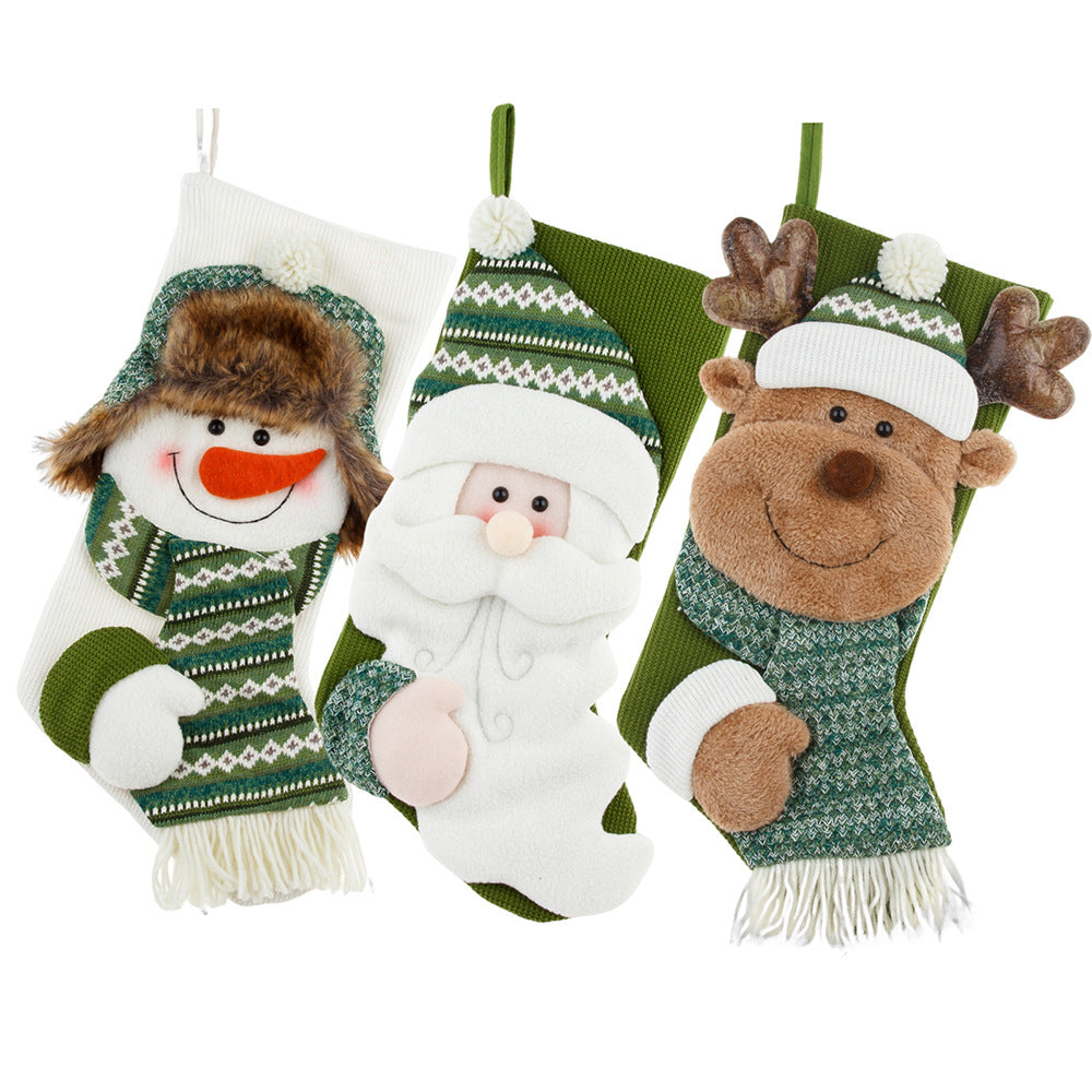 Chaussettes de Noël vertes premium pour une décoration festive