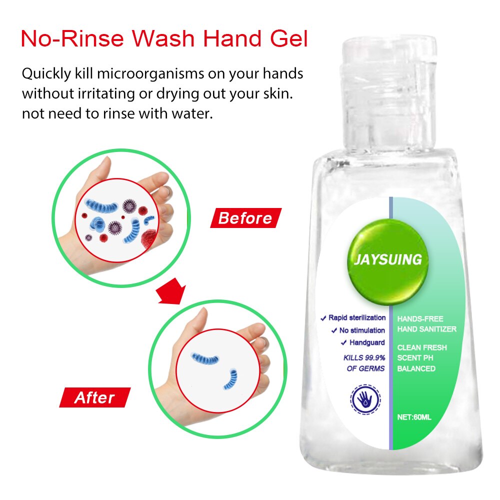 30-60ml Travel Portable Mini Hand Sanitizer for Kids Anti-Bacteria Moisturizing Disposable Waterless Hand Gel Handgel - Korvel