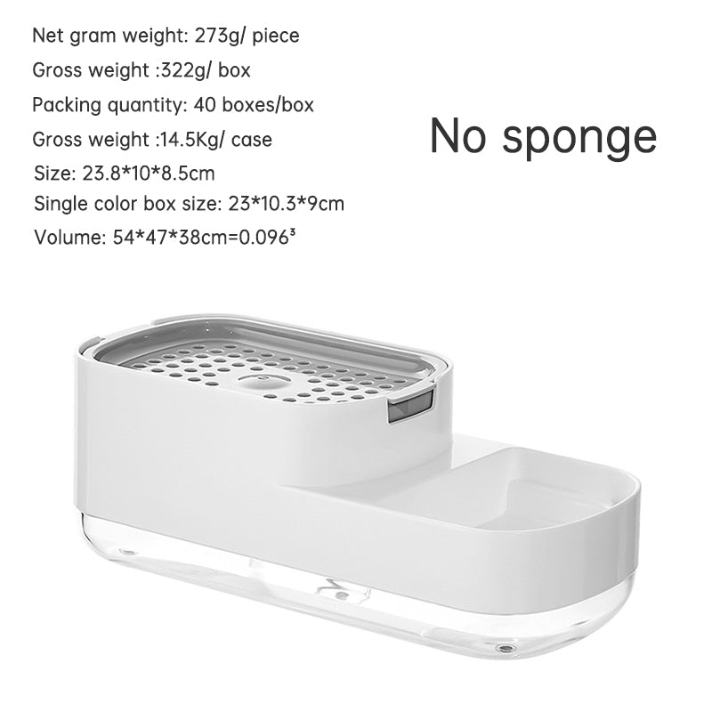 Kitchen Press Type Manual Soap Dispenser Dish washing Liquid Dispenser Storage Box Sponge Soap Dispenser - Korvel