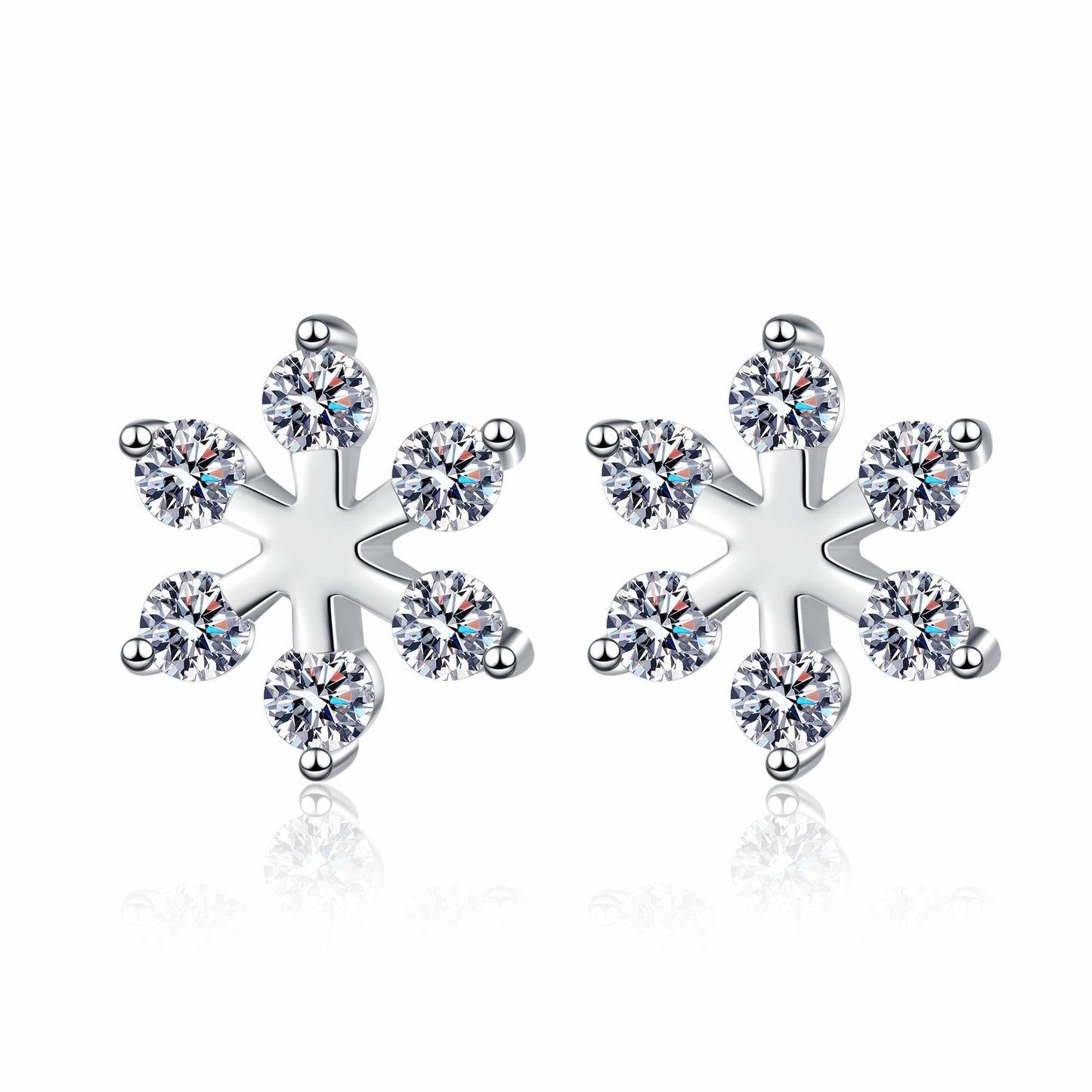 Boucles d'oreilles flocon de neige en argent sterling 925 Moissanite