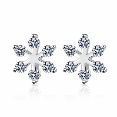 Boucles d'oreilles flocon de neige en argent sterling 925 Moissanite