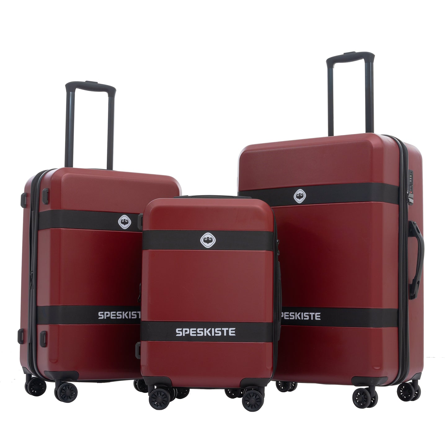 Expandable 3-Piece Luggage Set with Spinner Wheels - Red