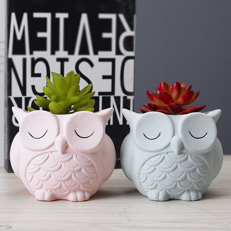 Maceta de Cerámica con Diseño de Animal - Decoración Creativa para el Escritorio
