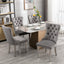 High end tufted solid wood velvet soft cushion dining chair chrome plated leg nail decoration gray and chrome two-piece set - Korvel