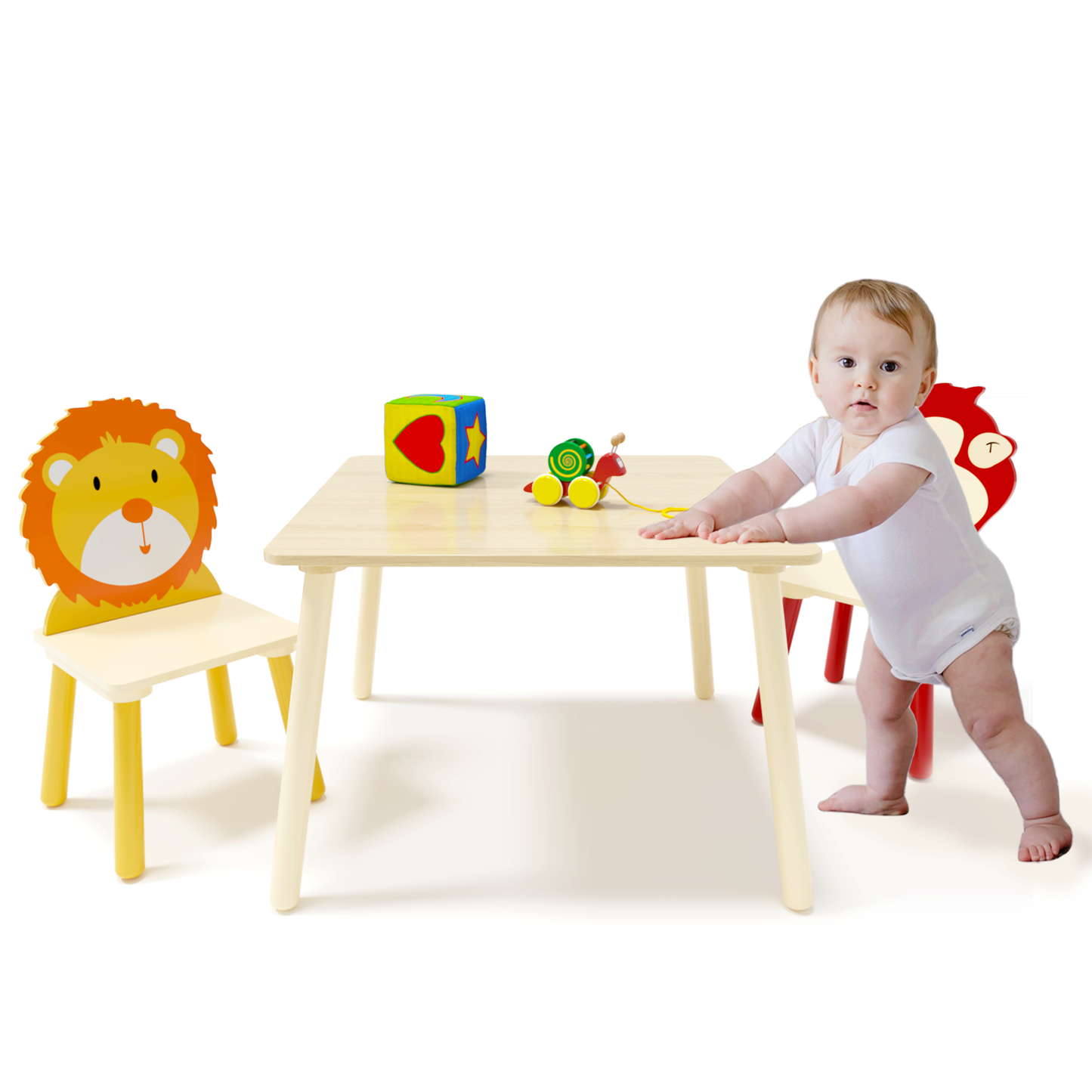 Kids Table and 2 Chairs Set - Wooden Activity Play Set