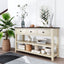 Table Console Rétro avec Étagères Ouvertes - Espresso et Beige
