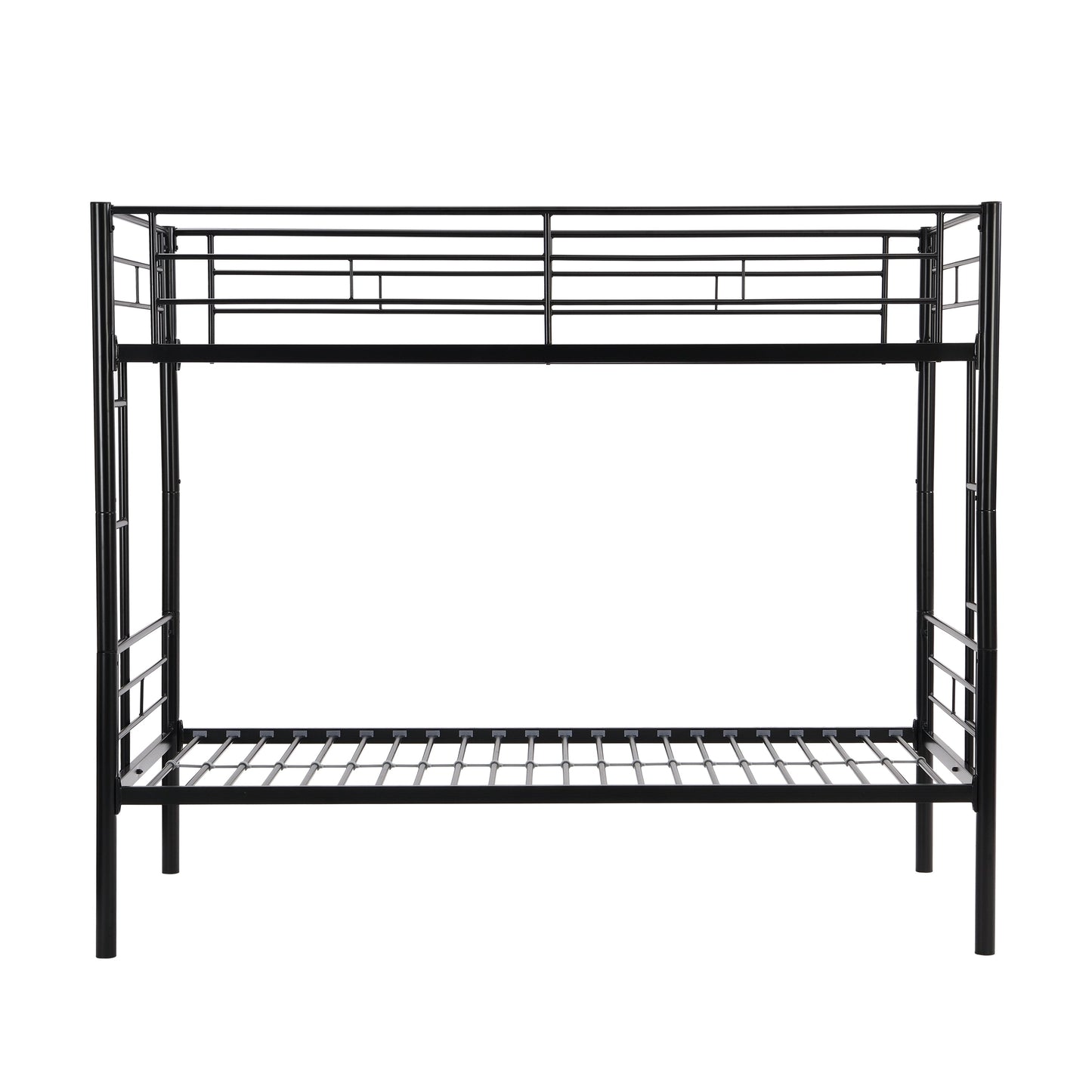 Premium Bunk Bed with Dual Ladders and Guardrail - Black