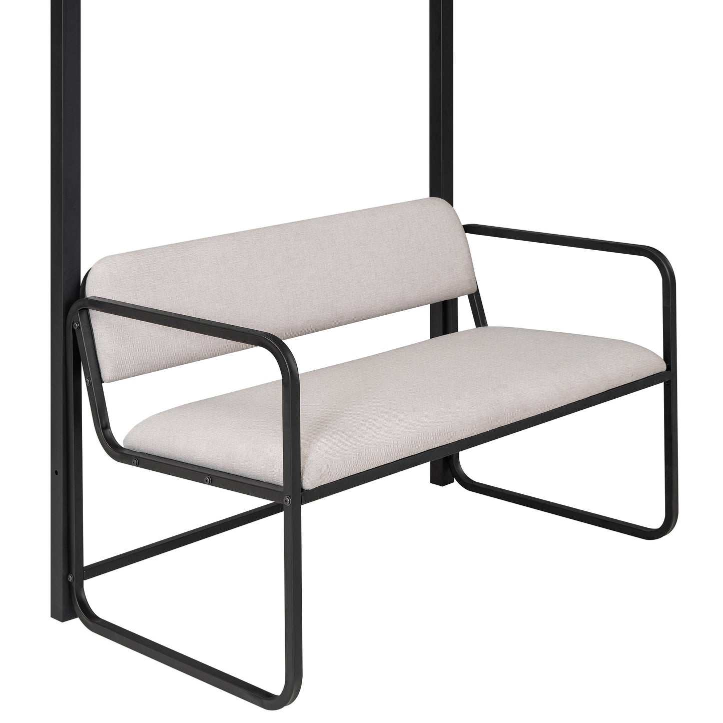 Twin Size Metal Loft Bed with Bench and Storage Staircase  Black - Korvel