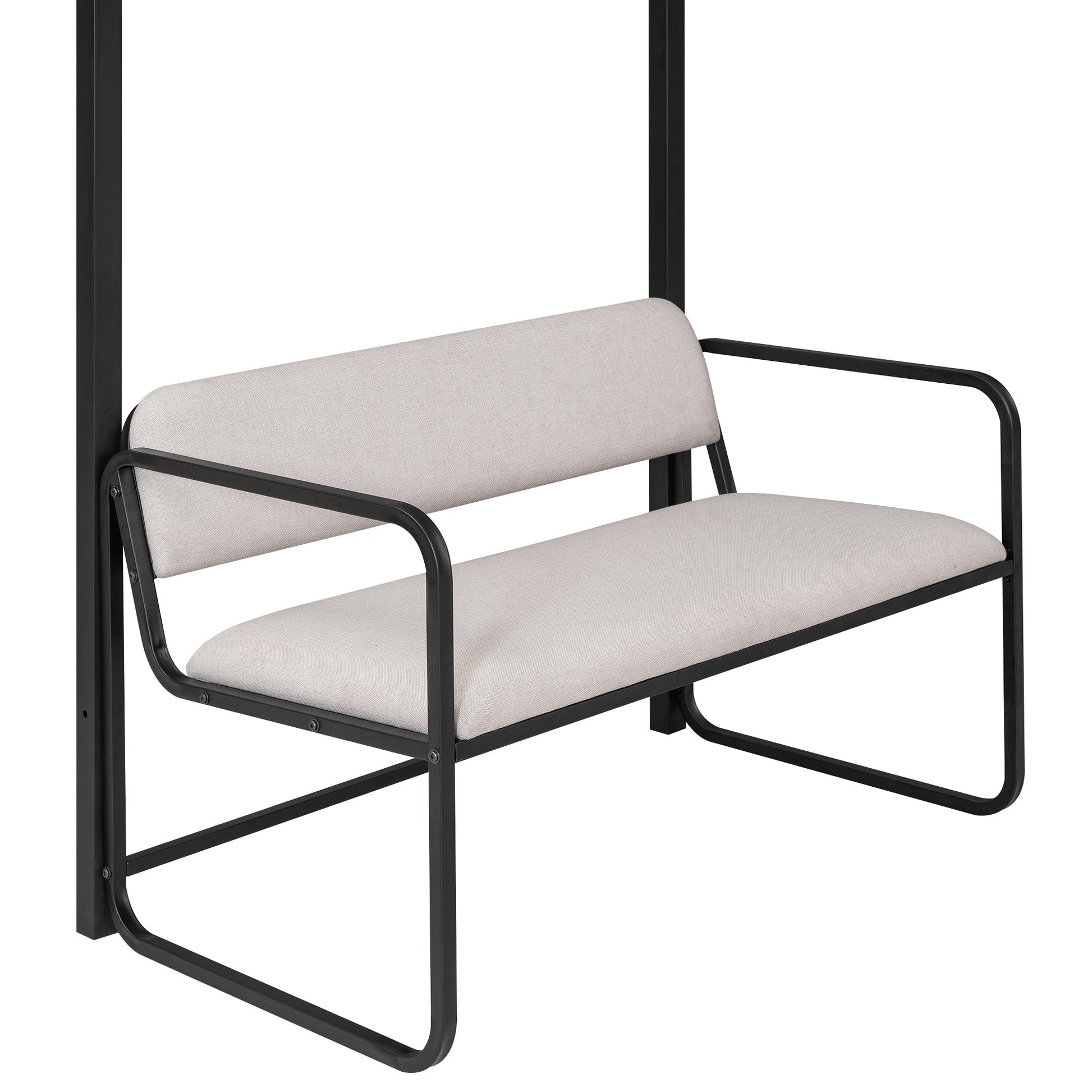 Twin Size Metal Loft Bed with Bench and Storage Staircase  Black - Korvel