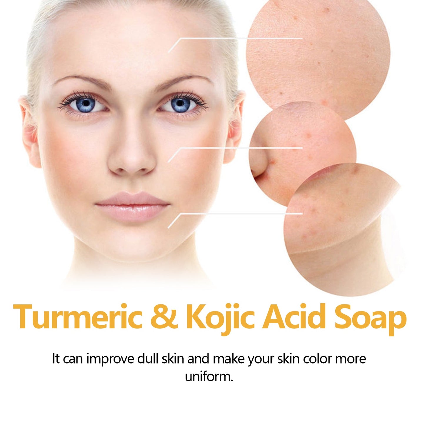 Turmeric & Kojic Acid Soap, Gently Clean Face Fade Spots Brighten Skin Tone Moisturize And Moisturize Even Skin Tone - Korvel