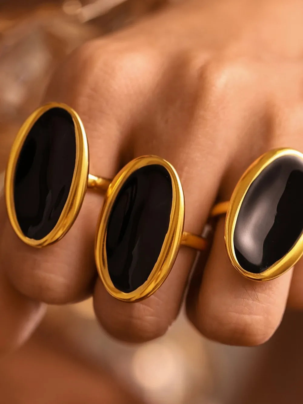 Anillo Abierto Elíptico en Acero Inoxidable - Lujo Francés Ligero