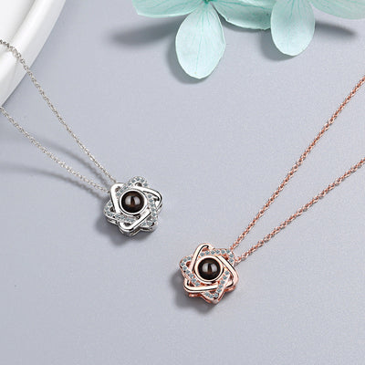 Necklace, female star pendant, 100 language projection, memories of love, short collarbone chain - Korvel
