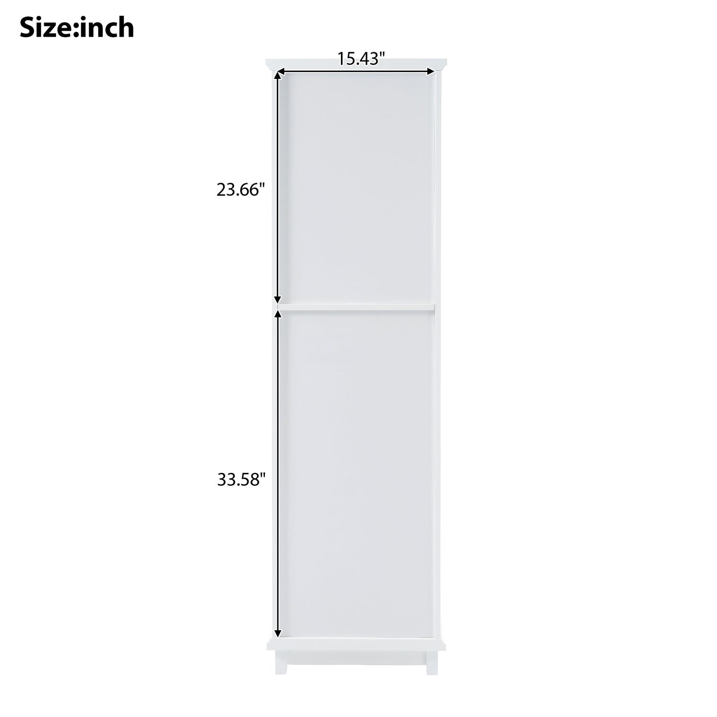 High bathroom storage cabinet with glass door, freestanding, two drawers and adjustable shelves, MDF board, painted white - Korvel