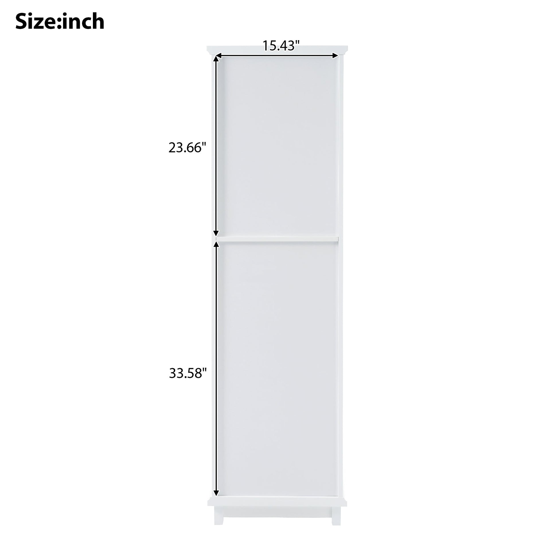 High bathroom storage cabinet with glass door, freestanding, two drawers and adjustable shelves, MDF board, painted white - Korvel