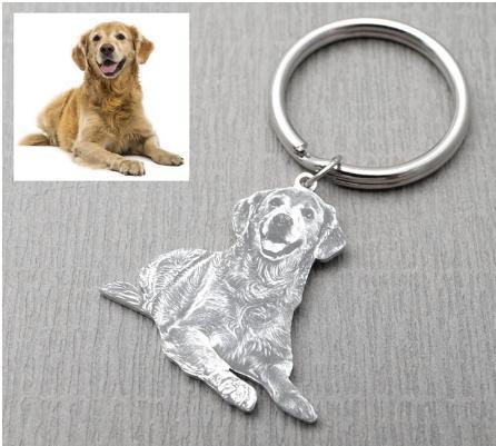 Family commemorative pet dog hang tag photo keychain couple photo titanium steel DIY necklace pendant customized - Korvel