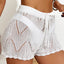 Hook flower hollowed out beach shorts with drawstring - Korvel