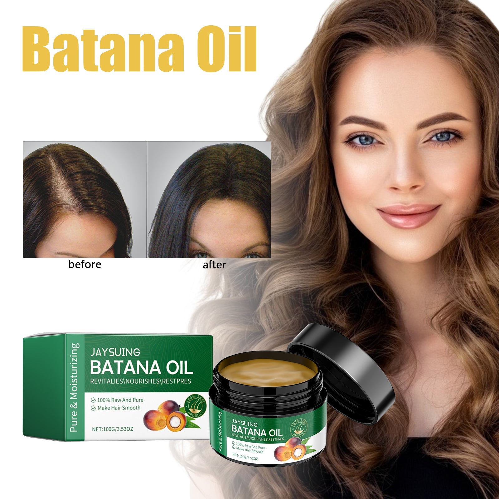 Batana Oil, Hydrating Repair Hair Sere Short-Tempered Soft Thick Hair Oil - Korvel