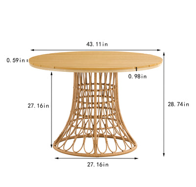 Outdoor dining simple bamboo chair table - Korvel