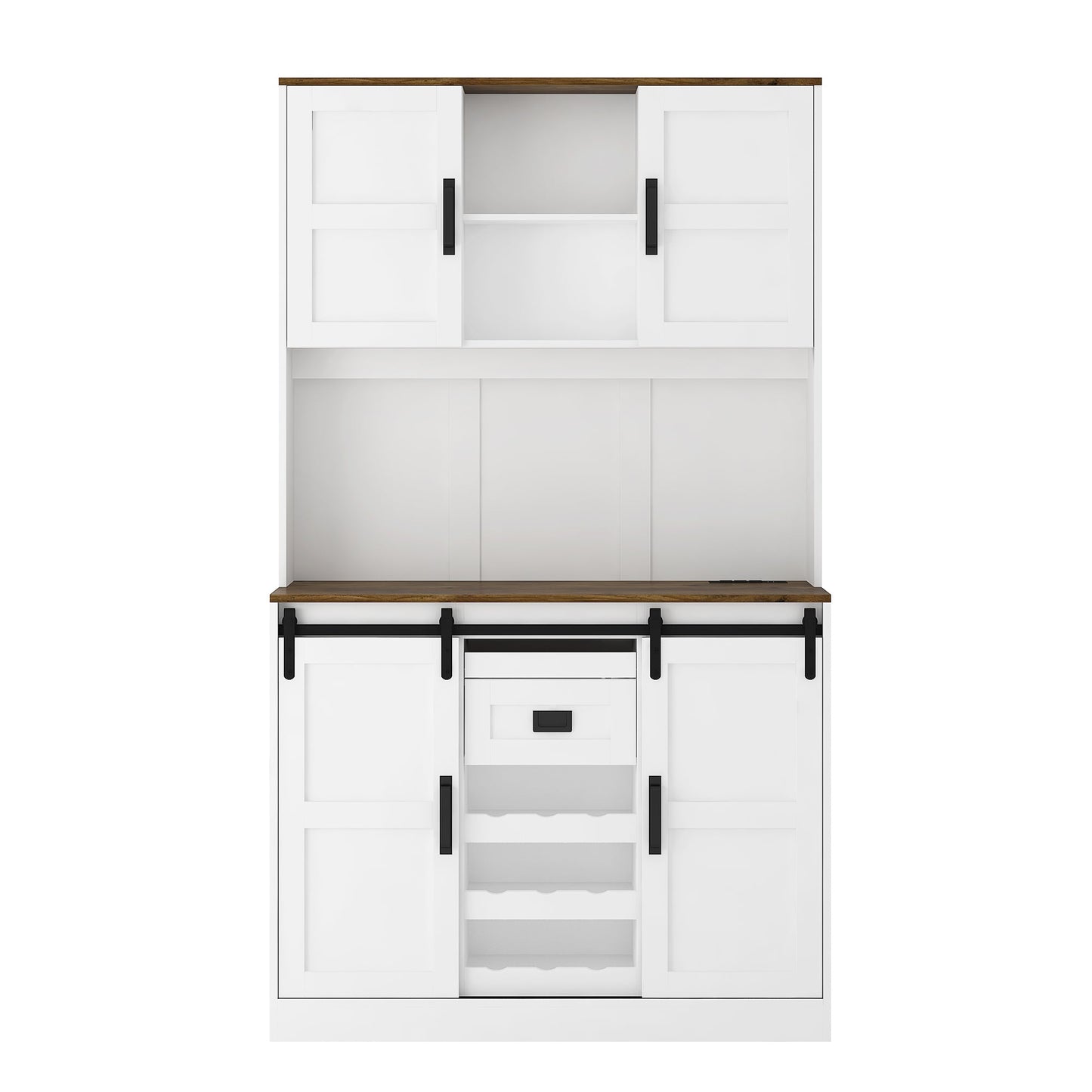Gabinete de Bar de Estilo Campestre con Puerta Corrediza - Blanco