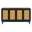 Handcrafted Premium Grain Panels Rattan Sideboard Buffer Cabinet Accent Storage Cabinet With 4 Rattan Doors BLACK - Korvel