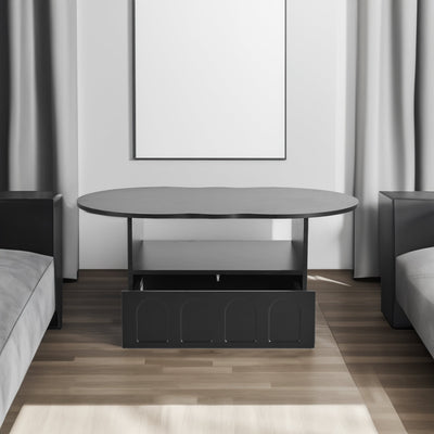 ON-TRANS flexible cream style coffee table with 2 brake wheels, drawers, large storage space,black, 39.37 '' x 23.6 '' - Korvel