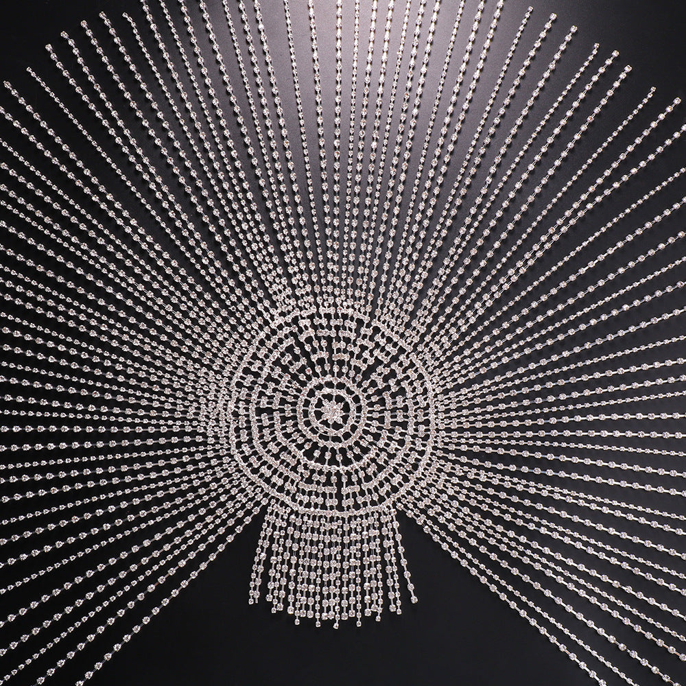 Exaggerated long flowing Su hair chain nightclub stage performance rhinestone hair accessories European and American headwear hair chain - Korvel