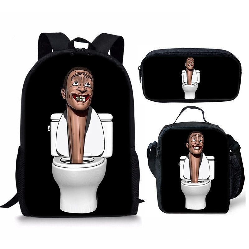 Conjunto de mochila Skibidi Toilet Man de 3 piezas para la escuela