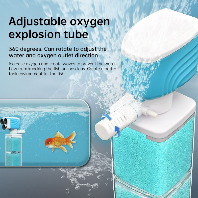 Multifunctional Aquarium Sponge Filter: Water Purifier, Pump, Wave Maker, with Suction Cup & Air Pump - Korvel