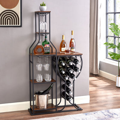 11 bottle wine baking rack, 5-layer independent wine rack with hanging wine glass rack and storage rack - Korvel