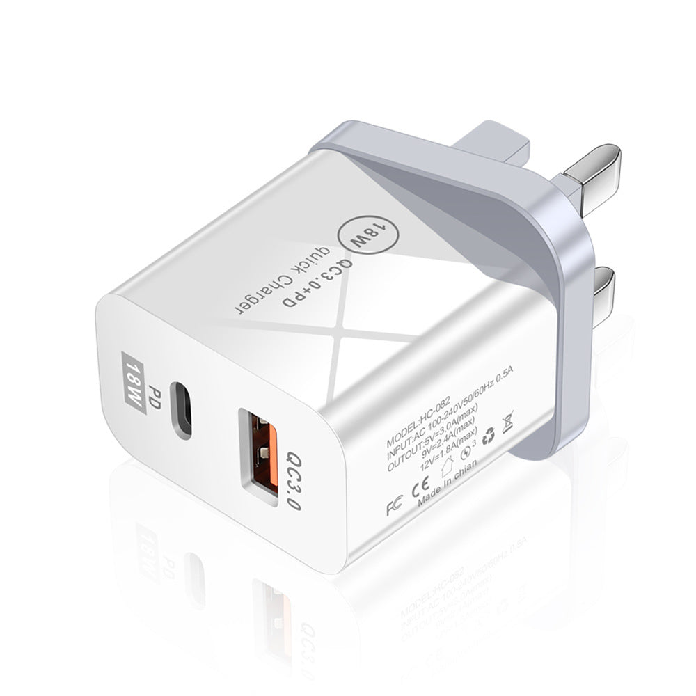 QC3.0 Fast Charging PD Charger USB-A+Type-C Dual Port Charging Head - Korvel
